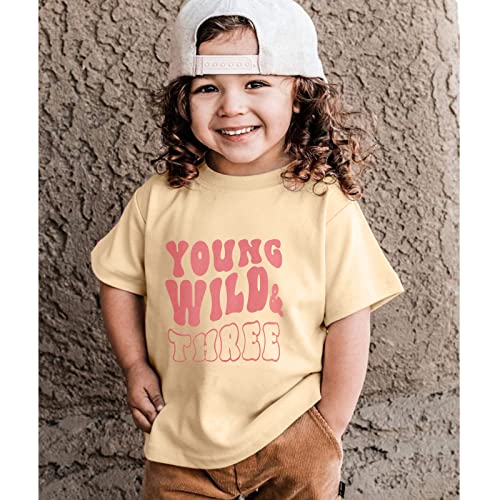 Young Wild and Three Shirt 3 Year Old Birthday Outfit Girl Third Party Tshirt 3rd Birthday Gift Short Sleeve Shirt4
