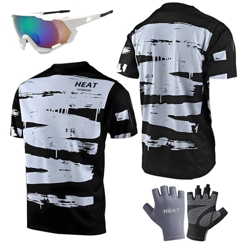 Camiseta Ciclismo Hombre MTB/Carretera - Técnica Manga Corta Transpirable y Secado Rápido | para Mountain Bike y Bicicleta de Carretera | Personalizable con Tu Diseño (Style-1,5XL)