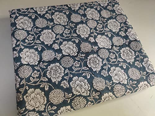 Image of Floral Printed Cotton Fabric Cloth Hand Block Print Fabric Women Material Running Jaipuri Hand Block Printed Women Dress Material Kurtis Natural 44 inch Inches Width 2.5 Meter (Pattern 11)