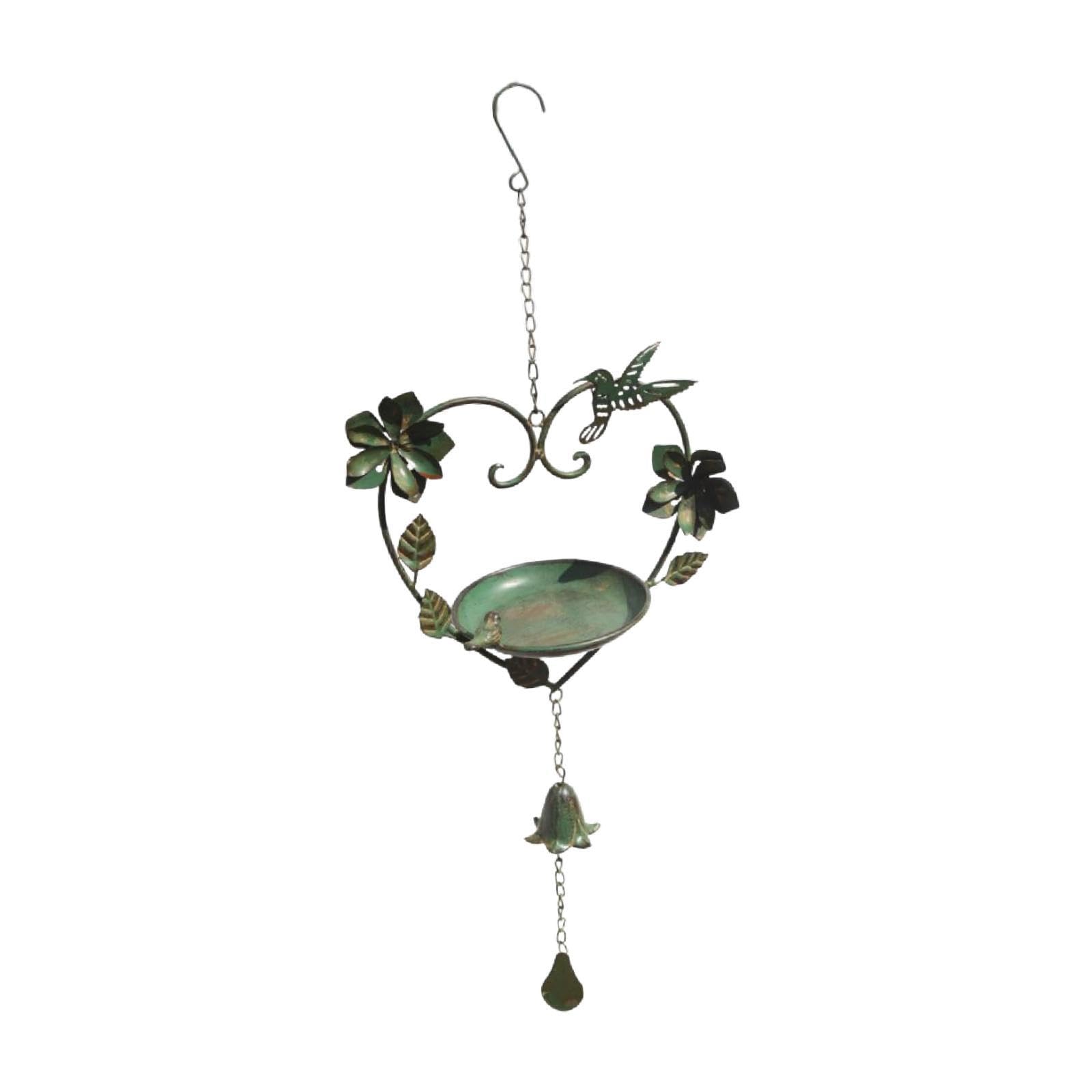 Carillón de viento rústico colgante para pájaros, comedero de pájaros de metal y decoración de jardín para patio, camino, árbol, balcón
