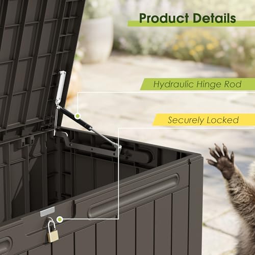 Image of Devoko 100 Gallon Outdoor Storage Box, Waterproof Deck Box Lockable