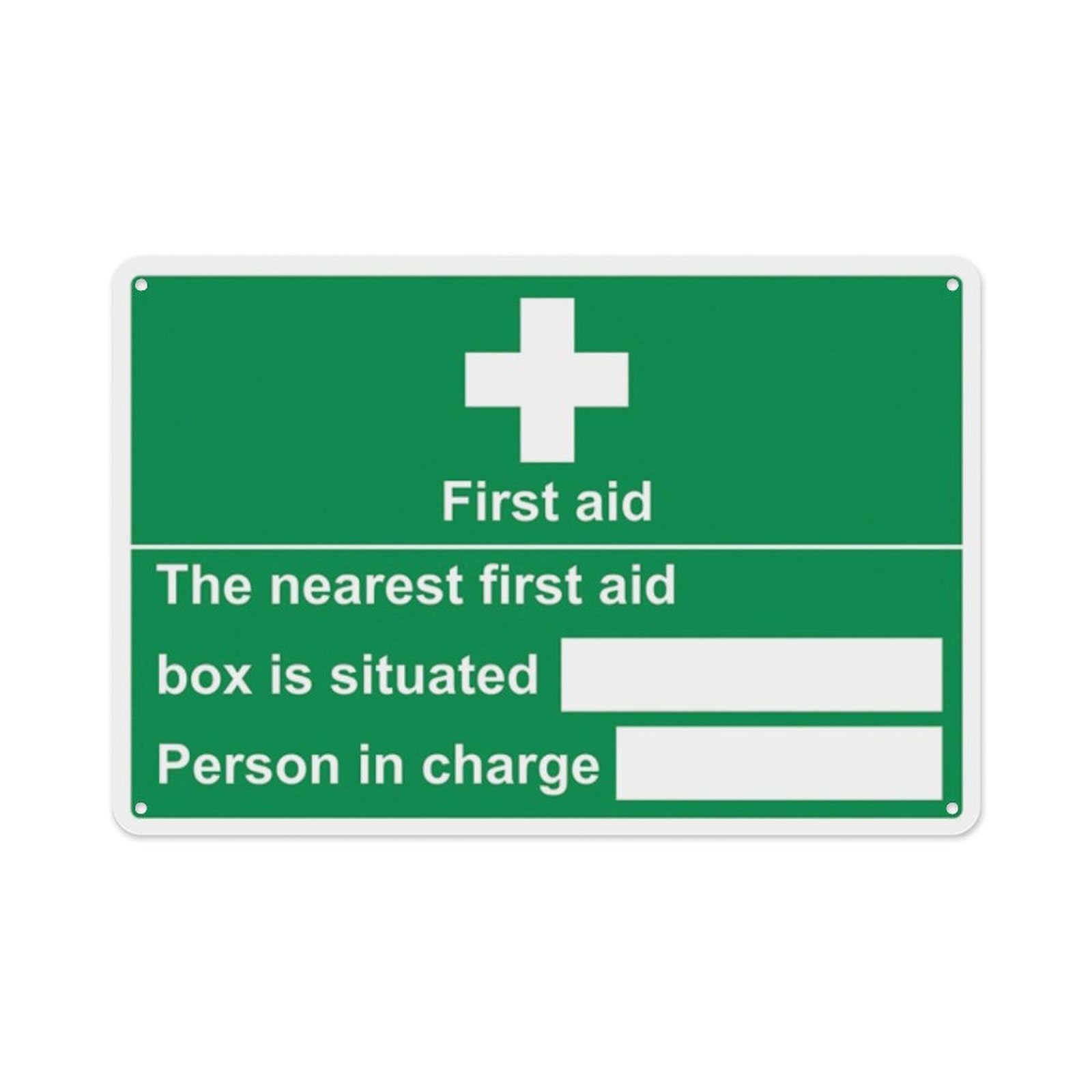 peiyeety The Nearest First Aid Box Is Situated Aluminum Tin Warning Signs For Home Outdoor Garden 8X12 Inches
