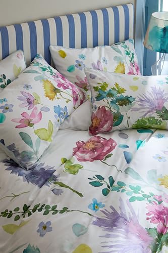 Image of Bluebellgray Tetbury 100% Cotton Sateen 250 Thread Count Duvet Cover Set in Spring (Superking 260cm x 220cm)