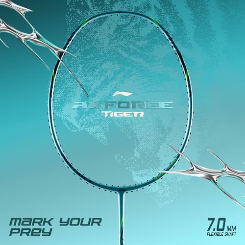 Image of Li-Ning Axforce Tiger Strung Badminton Racquet for Professional Players| 32 LBS Max Tension | Head Heavy | 7mm Flexible Shaft | Carbon Fibre Frame