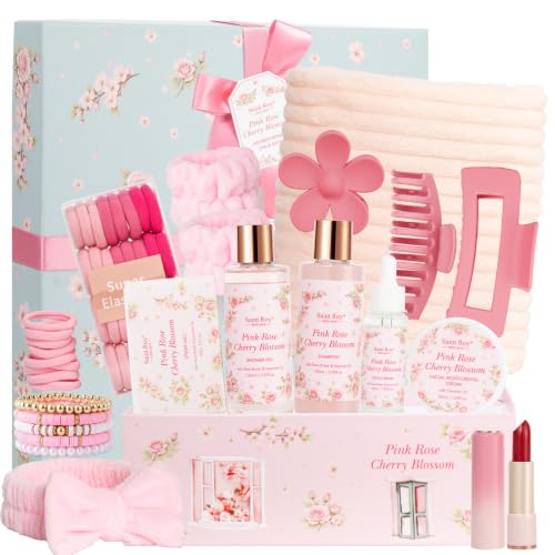 57 Pcs Bath Spa Kit for Women, Rose Bath and Body Gift, Facial Skin