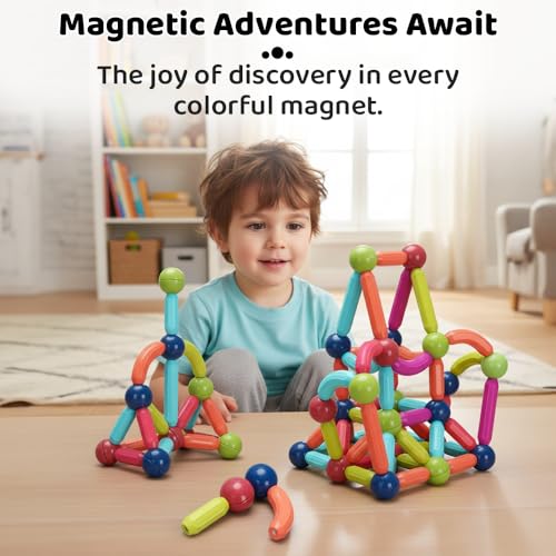 Image of StarAndDaisy Magnetic Sticks Building Blocks for Baby & Infant / Kids Toys for Boys Age 3+ , Educational Stem Learning Magnet Stick / Magnetic Balls and Rods Set Educational Magnet Building Blocks