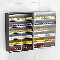 Vitrina for Cigarrillos - Estante for Cigarrillos montado en la Pared - Puerta corrediza con Cerradura Vitrina for Cigarrillos - Gabinete for Humo de aleación de Aluminio (Color : Silver, Size : 17.