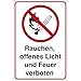 Produktbild Schild Rauchen, offenes Licht und Feuer verboten. aus PVC Hartschaum 300x200 mm - 3 mm stark