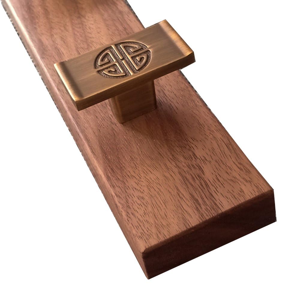 Qpkz Brown Walnut Wood Coat Rack Wall Mount, Wall Hooks Entryway Hanging Shelves With Brass Hooks For Clothes Hats Towel Purse Robes, Bathroom Mudroom Bedroom 60Cm