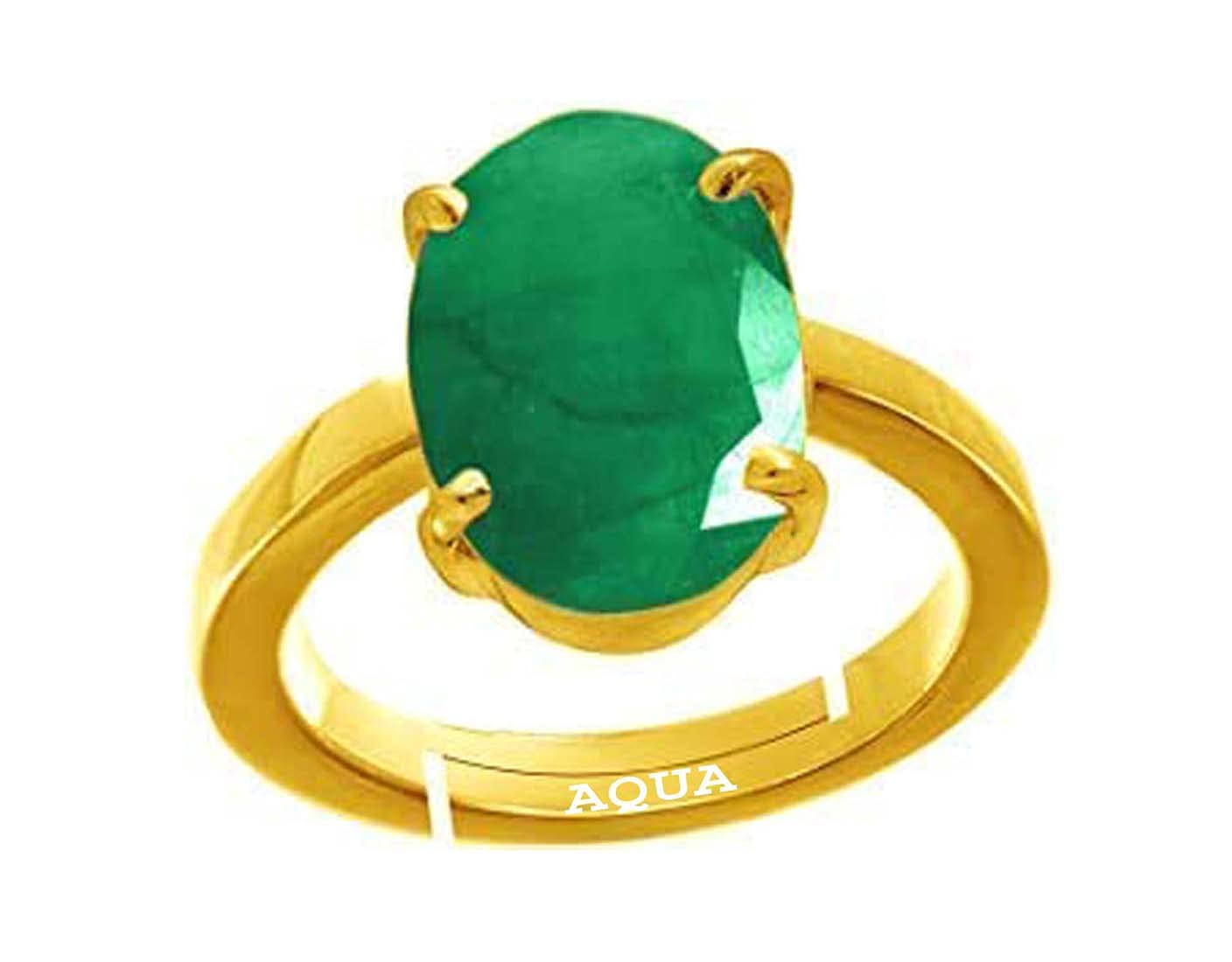 Emerald/Panna 3.25 Ratti to 10.25 Ratti or 3 Carat to 9.5 Carat Astrological Certified Natural Gemstone Panchdhatu/5 Metals Gold Plated Adjustable Ring for Men & Women - 3v-image-49