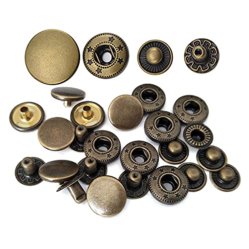 10Mm 12Mm 13Mm 15Mm 17Mm Metal Leather Snaps Button Snaps Kit For Clothes, Jackets, Jeans Wears, Bracelets, Bags, 100 Sets Snap Fastener Kit (Old Copper, 13Mm) #TOP2