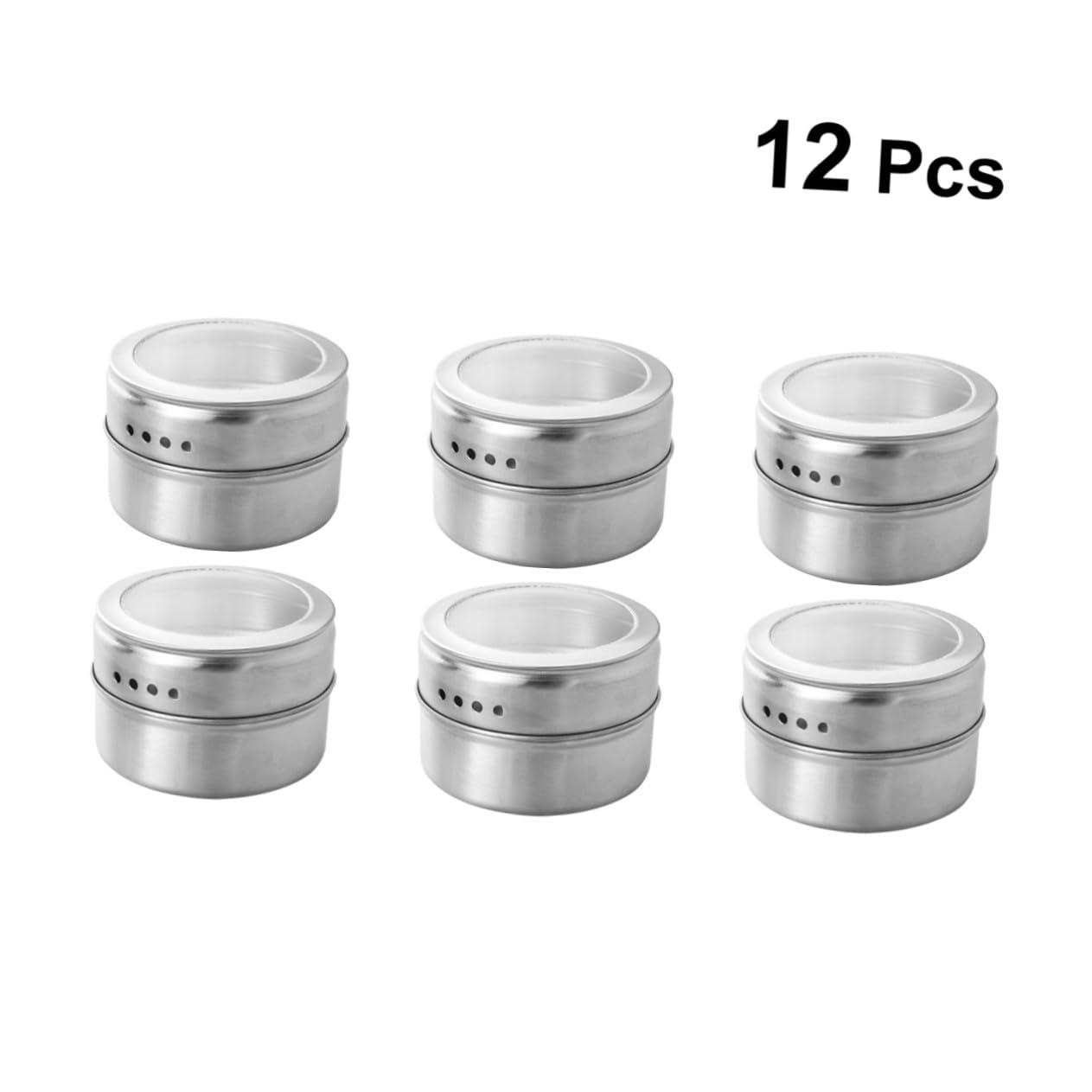 Gewürzdosen 12 Stück aus Edelstahl, Magnetisch, Silber | Twist Top Deckel, für Gewürze und Schlüssel, Geeignet für Gerätetüren und Grill