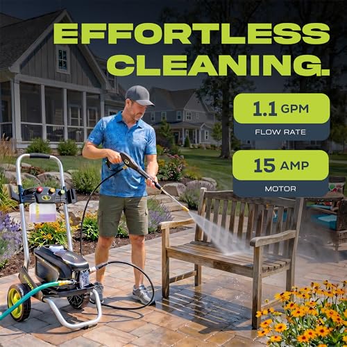 Image of Sun Joe Electric Pressure Washer, 1.1 GPM with Foam Cannon, Turbo Nozzle, 25 Ft Hose, 35 Ft Cord, 13-Amp Power Cleaner for Outdoor Surfaces SPX7000-MAX