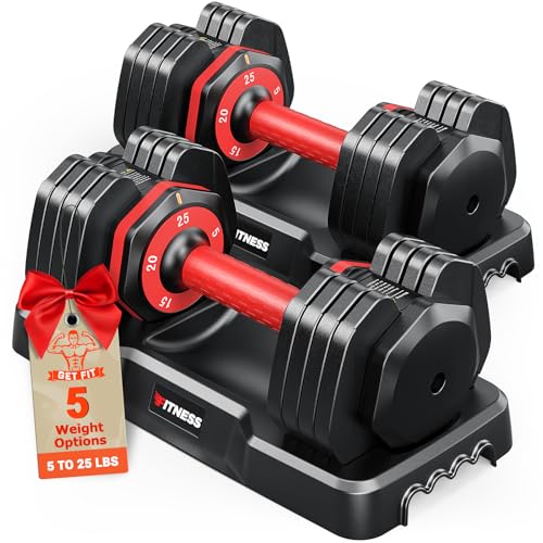 Adjustable Dumbbells Set of 2, 1 Hand Adjustable Weights Dumbbells Set, 5 in 1/10 in 1 Free Dumbbell with Anti-Slip Texture Handle, 25/55/80lb Pair Weight Set For Home Gym Suit both Men and Women
