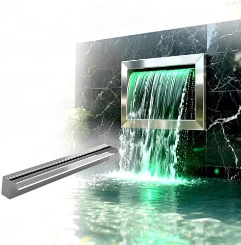 Stainless Steel Waterfall Spout with Pump Kit - 35.4in Outdoor Garden Water Feature, Uniform Flow for Ponds & Landscapes, Durable Decorative Waterfall Decor