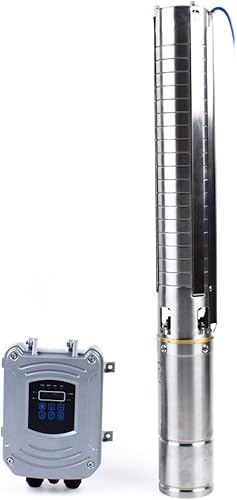 CNCEST Bomba sumergible de pozo profundo 48 V 750 W 5000 LH 67 M Bombas de pozo profundo de acero inoxidable Bomba solar de pozo de agua de 4 DC