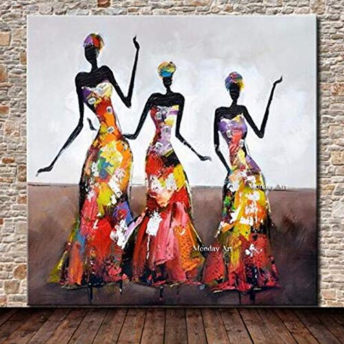 Peinture 3 femmes noires africaines pour salon moderne coloré