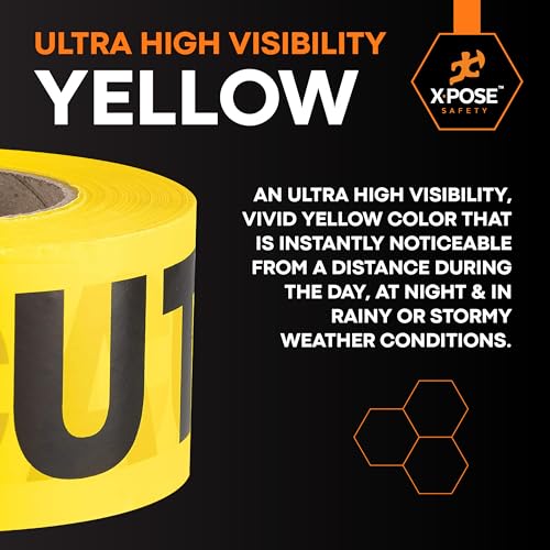 Xpose Safety Yellow Caution Tape – (2 Rolls) – 3" x 1000' High-Visibility Barricade Tape for Construction Sites, Hazards, Crime Scenes & Halloween Decorations - Thumbnail 5