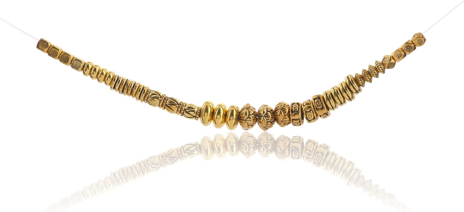 Song Xi 750pcs Antique Gold Spacer Beads 10 Styles Mixed Shape Tibetan Alloy Jewelry Beads Metal Spacer Beads for Jewelry Making