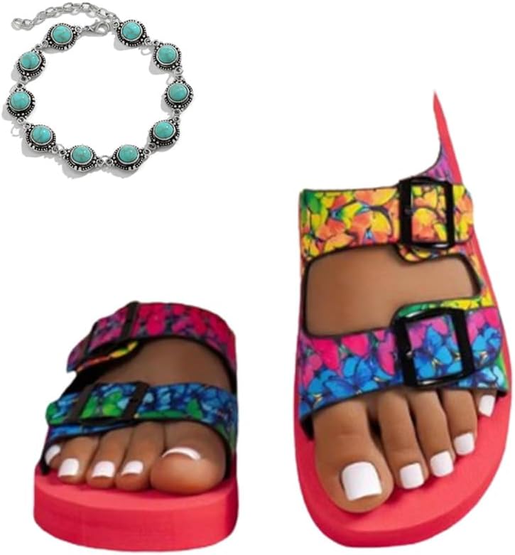 センサースリッパ - 2024 レディース 幾何学模様 スライドサンダル レディース ファッショナブルで快適 厚底 フラッグ プレー