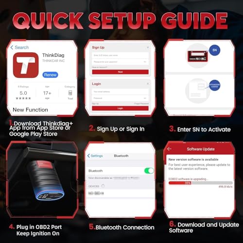 Image of ThinkDiag Bluetooth OBD2 Diagnostic Tool + 16-Pin Extension Cable | Full System Scan, Live Data, Check Engine /ABS /SRS, iOS /Android | Supports All 1996+ OBD2 Vehicles | 15+ Reset Functions 1 Year Free