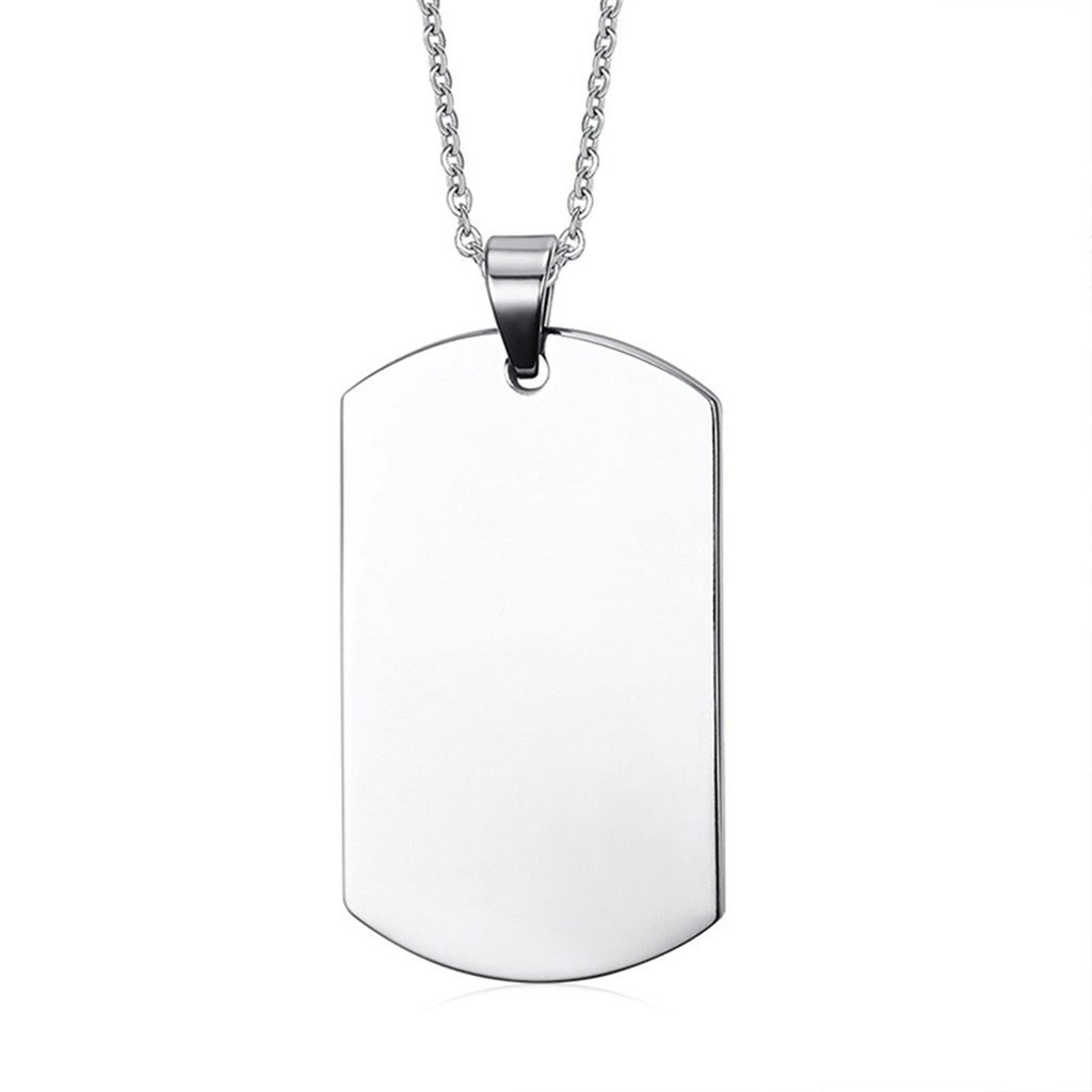 Daesar Collar Mujer Collar Hombre,Collar Nombre Personalizado Collar Acero Inoxidable Placa de Militar Dog Tag ID Pendant Collar Plata