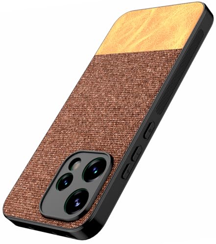 Image of Kapa Soft Fabric & Leather Hybrid Protective Back Cover for Oppo Reno 15 5G | Shockproof Slim Hard Anti Slip Back Case (Brown)
