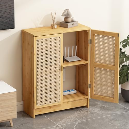 Armoire de rangement en rotin WiFi pour routeur, boîte de rangement en bambou avec étagères réglables pour la maison et le bureau, étagères de rangement invisibles