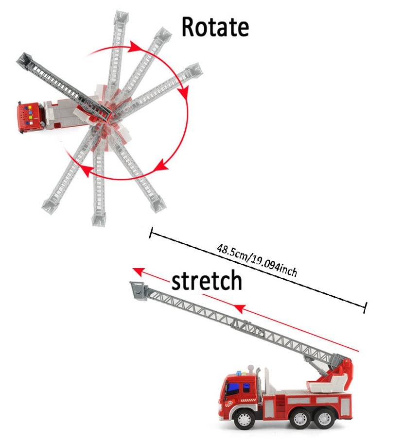 Image of HALO NATION Remote Control Fire Ladder Truck - 4 Channel RC Engine With Light & Sound - Big Size Truck for Kids, Red