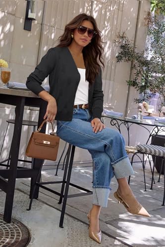 Image of Arach&Cloz Women's Soft Cropped Cardigan Casual Lightweight Shrug Sweater Tops