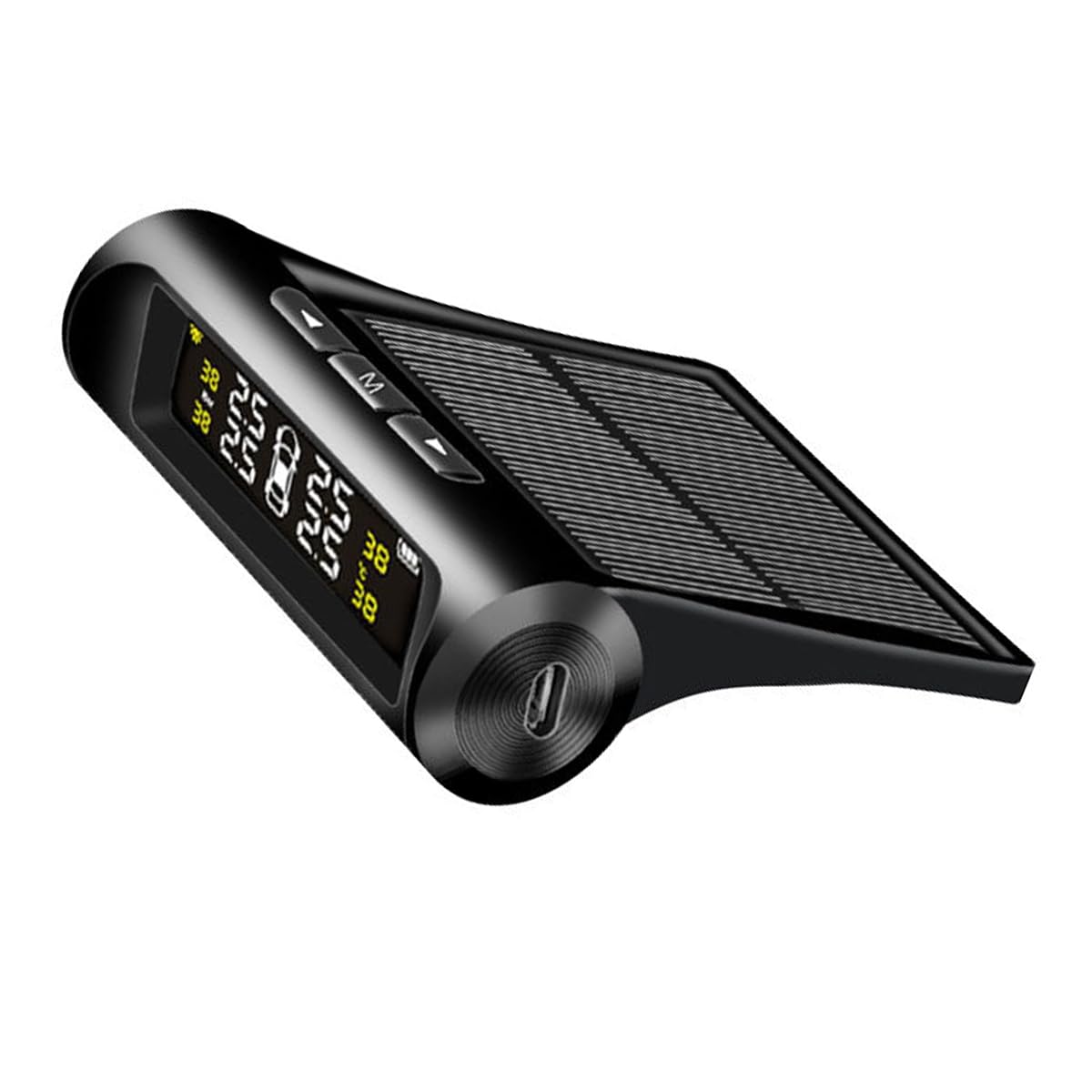 POFET Monitor Pressione Pneumatici Auto, Display rilevatore a 4 Ruote, Sistema di monitoraggio Solare TPMS, Allarme Auto Wireless Universale, per rimorchio Camper