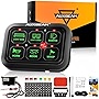 Auxbeam 6 Gang Switch Panel GC60 Universal Circuit Control Relay System Automatic Dimmable LED Switch Pod Touch Control Panel Switch Relay Box for Car Truck Pickup Boat UTV SUV-Green, 2 Year Warranty