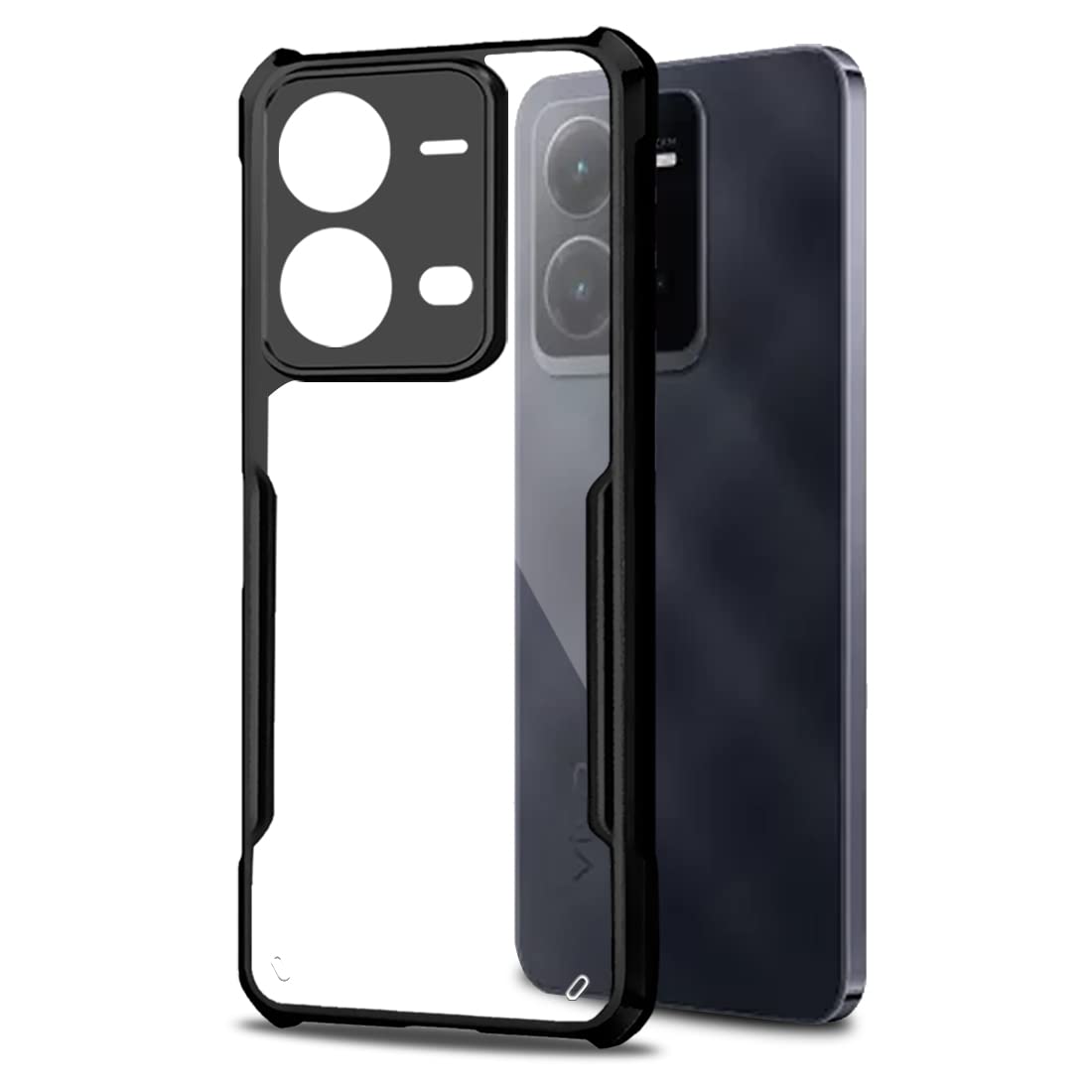 Fashionury TPU+Plastic Vivo V25 5G Back Cover Case | Ultra Thin 360 Degree Protection Crystal Clear Tranparent Bumper Back Cover Case for Vivo V25 5G Mobile - Black Bumper (B0BFNL39Z4) Amazon Price History, Amazon Price Tracker