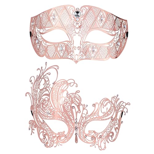 Image of Coddsmz Couples Venetian Masquerade Mask Set Luxury Style Princess Party Mask for Couples Women and Men Mardi Gras Masks
