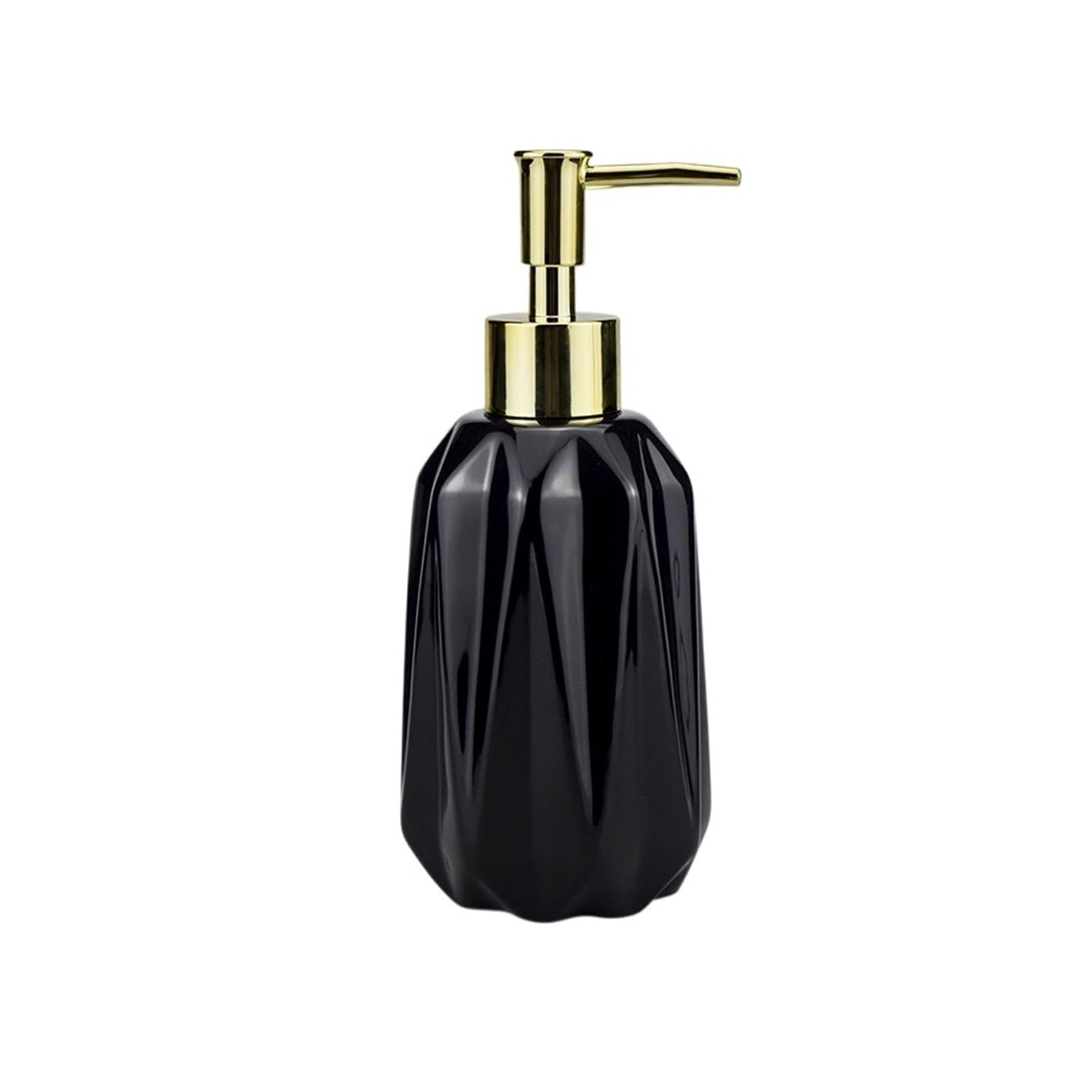 soap dispenser 300ml Ceramic Diamond Shaped Push Pump Bottle Creative Household Soap Dispenser(Black)