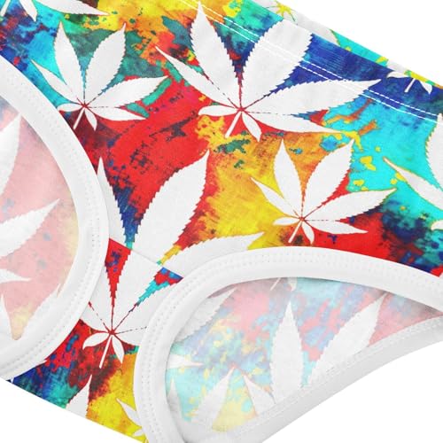 Joisal White Leaves Colorful Grunge Toddler Underwear Floral 2t Cotton Little Girl Panties Fun Kids Briefs Undies4
