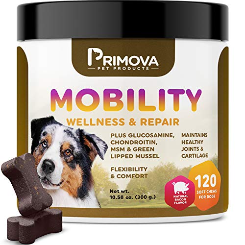 Primova Glucosamine for Dogs - Advanced Hip & Joint Support for Dogs with Chondroitin, Turmeric, MSM, Manganese and Astaxanthin - Dog Joint Supplement Soft Chews for Arthritis Pain Relief