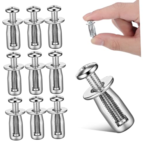 OFFSCH 10 Piezas Tuercas de Expansión Huecas con Tornillo Anclaje de Puerta Cavidad Metálica Fijación Resistente para Puertas Huecas Instalación y Adaptable