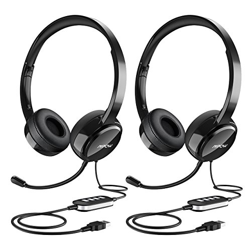 Mpow (2-Pack) USB Headset/3.5mm Computer Headset with Microphone Noise Cancelling, Lightweight PC Headset