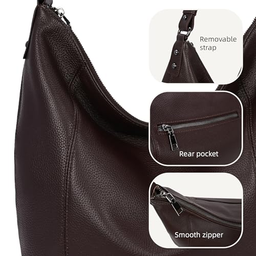 Image of Iswee Soft Leather Hobo Shoulder Crossbody Handbag Purse for Women Tote | Slouchy Bag Large Capacity Casual Travel Pocketbook Designer Daily Work Bag