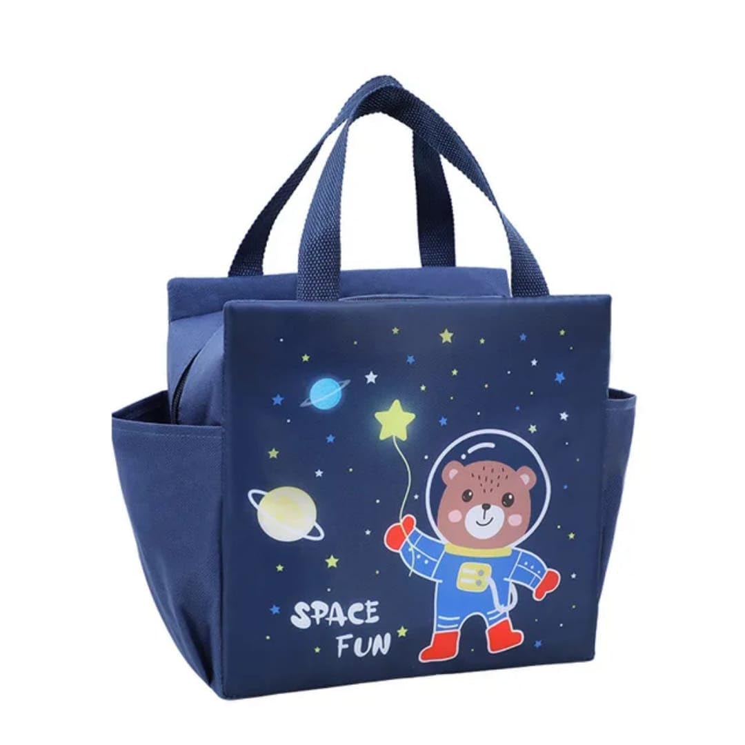 CoolKraft Lunch Box Bag for School Kids, Girls, Boys, Animal 3D Design Bag, Organize Store Hot & Cold Insulated Portable Tiffin Bag 23 x 19 x 10 cm (Tedspace Blue Big)-image-28