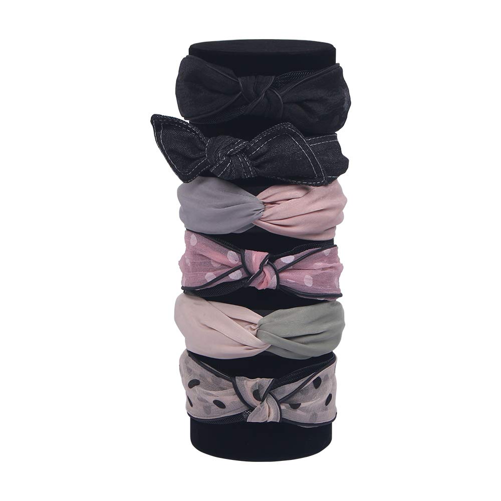 Coward Vertical Headband Holder Organizer Hairband Display Stand Accessories Scrunchie Storage Organizer for Baby Girls (black velvet)