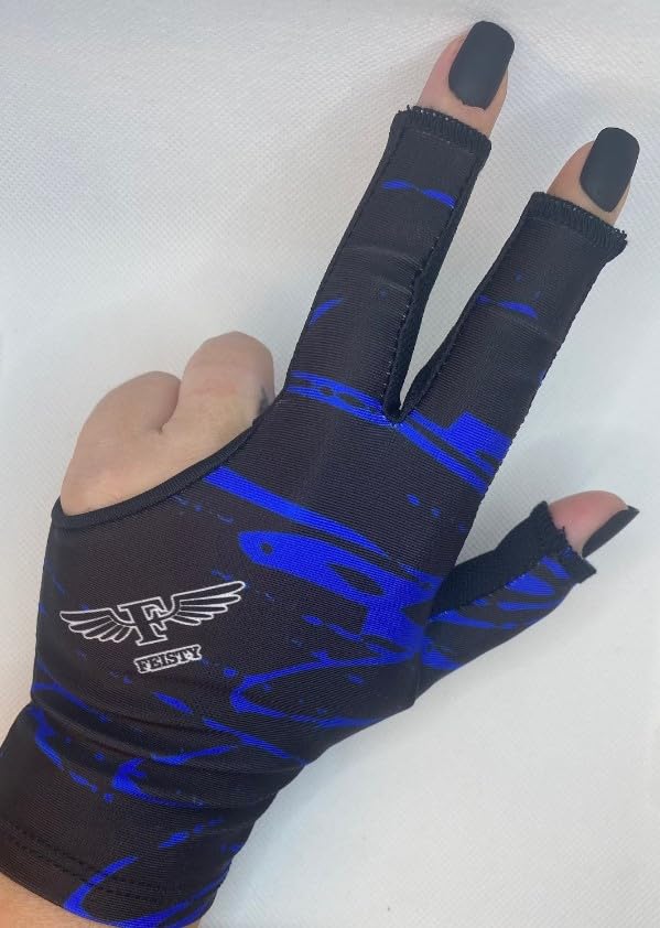 Feisty Billiards - Bad Boy Blue - Mens Billiards Glove - Sublimation (Small, Left)