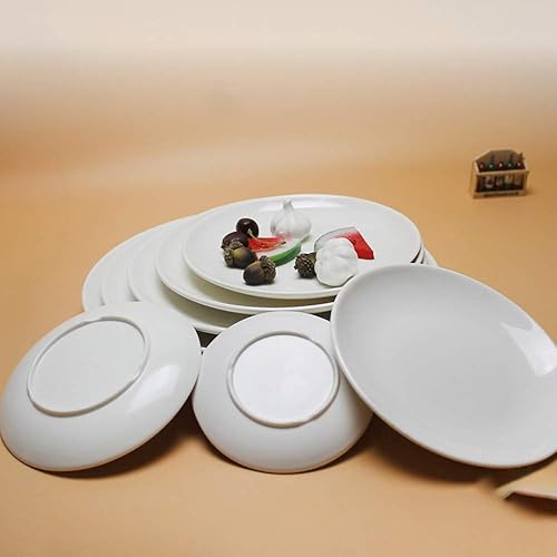 Miniatura 5 de SHINING Plato redondo Unzerbrechlich de plástico de melamina de 4.8 a 16 pulgadas, plato de comedor blanco de porcelana, comedor, cocina, escuela,