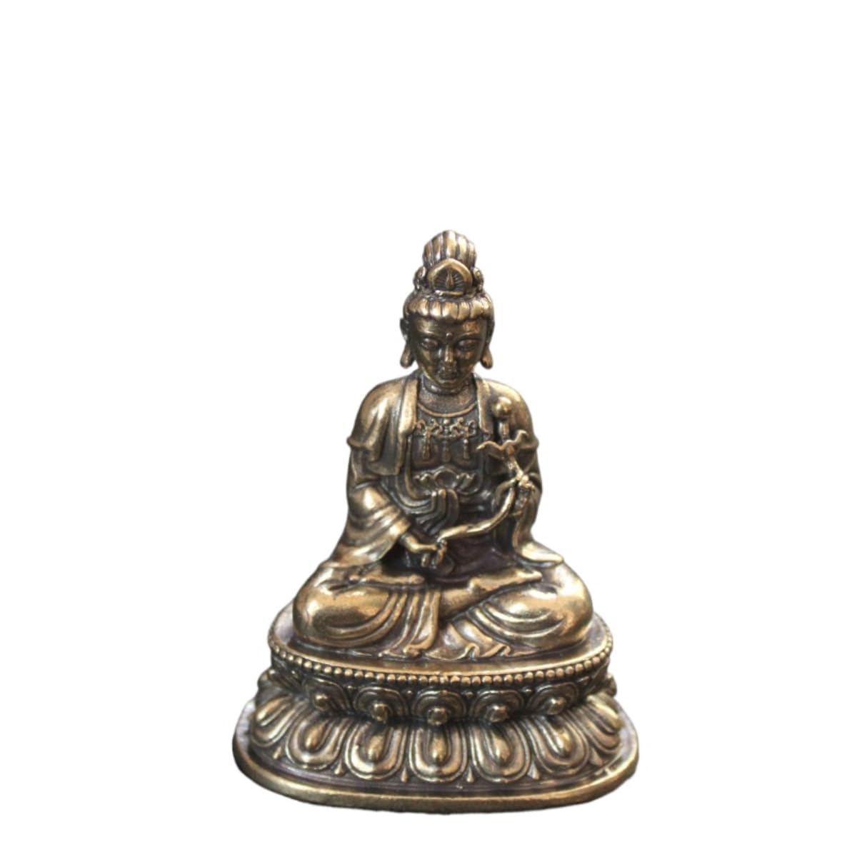 AOTTSD Brass Mahasthamaprapta Bodhisattva Buddha Statue Style Level Safe Copper Buddhist Mini Statue Decoration Sitting Altar Mahasthamaprapta Bodhisattva Statue