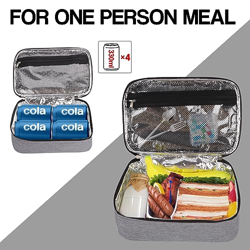 Minicoco Small Lunch Bag Insulated Lunch Box for Men Women Mini Cooler Lunch Pail with Handle Portable Thermal Leak-Proof Lunch Box Holder Waterproof Cool Bag with Handle for Work,School,Picnic (Grey) - Image 4