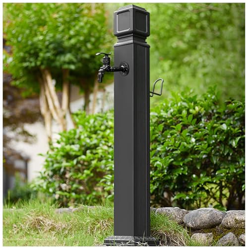 UWYTGF Water Column Garden Faucet Stainless Steel Freestanding Garden Water Column with Antifreeze Faucet and Hose Rack for Outdoor Irrigation and Washing,Style 2,17×17×114cm
