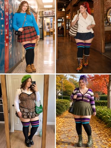 Image of LOUSGUTA Plus Size Thigh High Socks for Thick Thighs- Extra Long Womens Cable Knitted Over Knee High Leg Warmer
