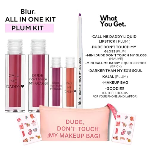 Image of Blur India All in One Makeup Kit | 8 Cutest Products at 999 | Plum Kit | Long-lasting, Matte Finish, Non-drying | All in One Makeup Gifting Kit for Women