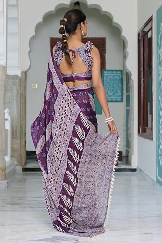 Image of MIRCHI FASHION Saree for Woman | Chiffon Floral Printed Breathable Occasional Sari with Blouse